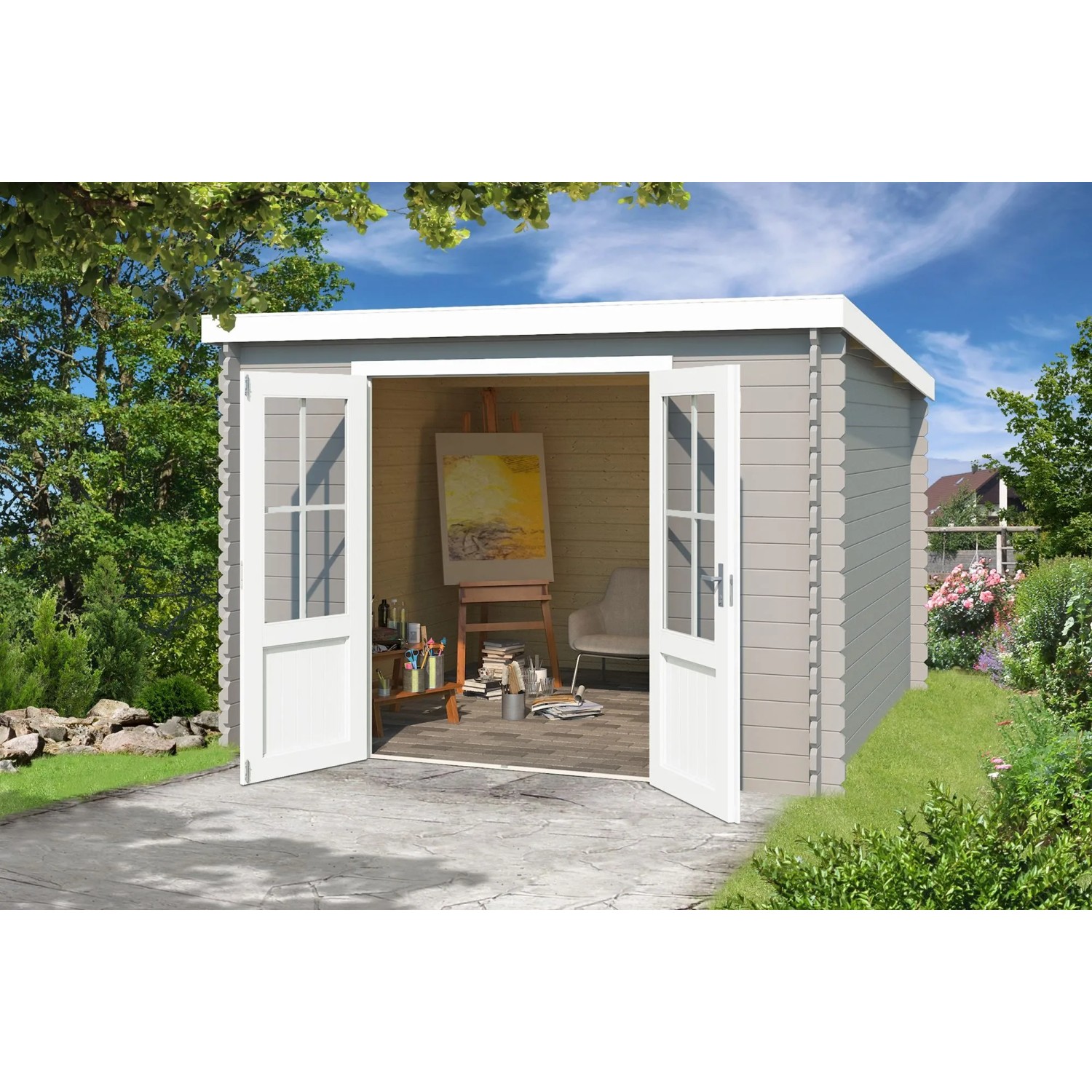 Lasita Gartenhaus Atlanta 292 cm x 230 cm Lichtgrau