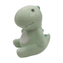 Grüne Keramik-Spardose in Form eines freundlichen, sitzenden Dinosauriers. Ideal als Dekodinosaurier und Geschenkartikel.