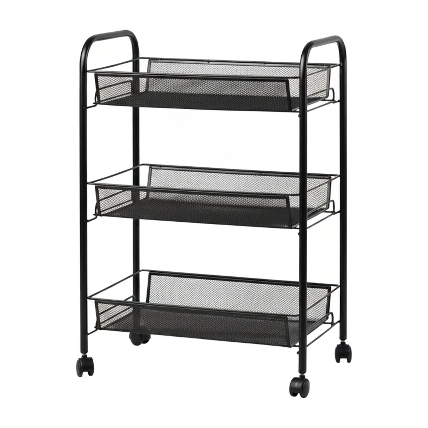 Relaxdays Rollwagen Stahl Kunststoff Schwarz 3 Ebenen 62,5 cm x 43,5 cm x 26 cm