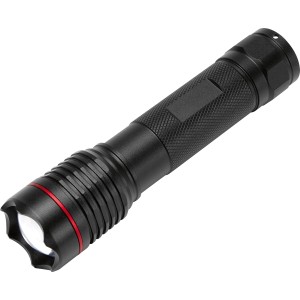 Schwarze LED-Stabtaschenlampe Power Line mit robustem Metallgehäuse für Outdoor-Aktivitäten.