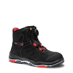 Schwarzer Elten Sicherheitsstiefel Till Boa S3 in Mid-Form, Größe 43, für Arbeitsschutz.