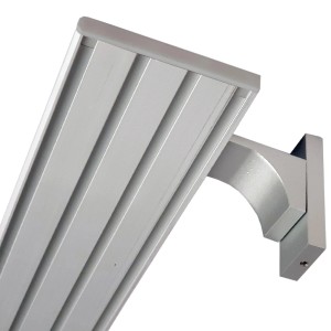 Bestlivings Gardinenschiene, 4-läufig, 210 cm, Aluminium silber inkl. Wandträger.