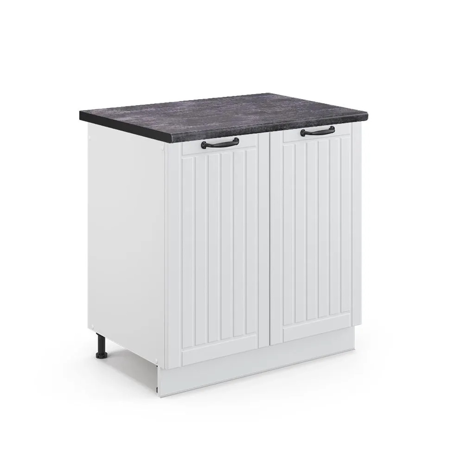 Vicco Spülenunterschrank Fame-Line Weiß Landhaus Weiß 80 cm AP Anthrazit