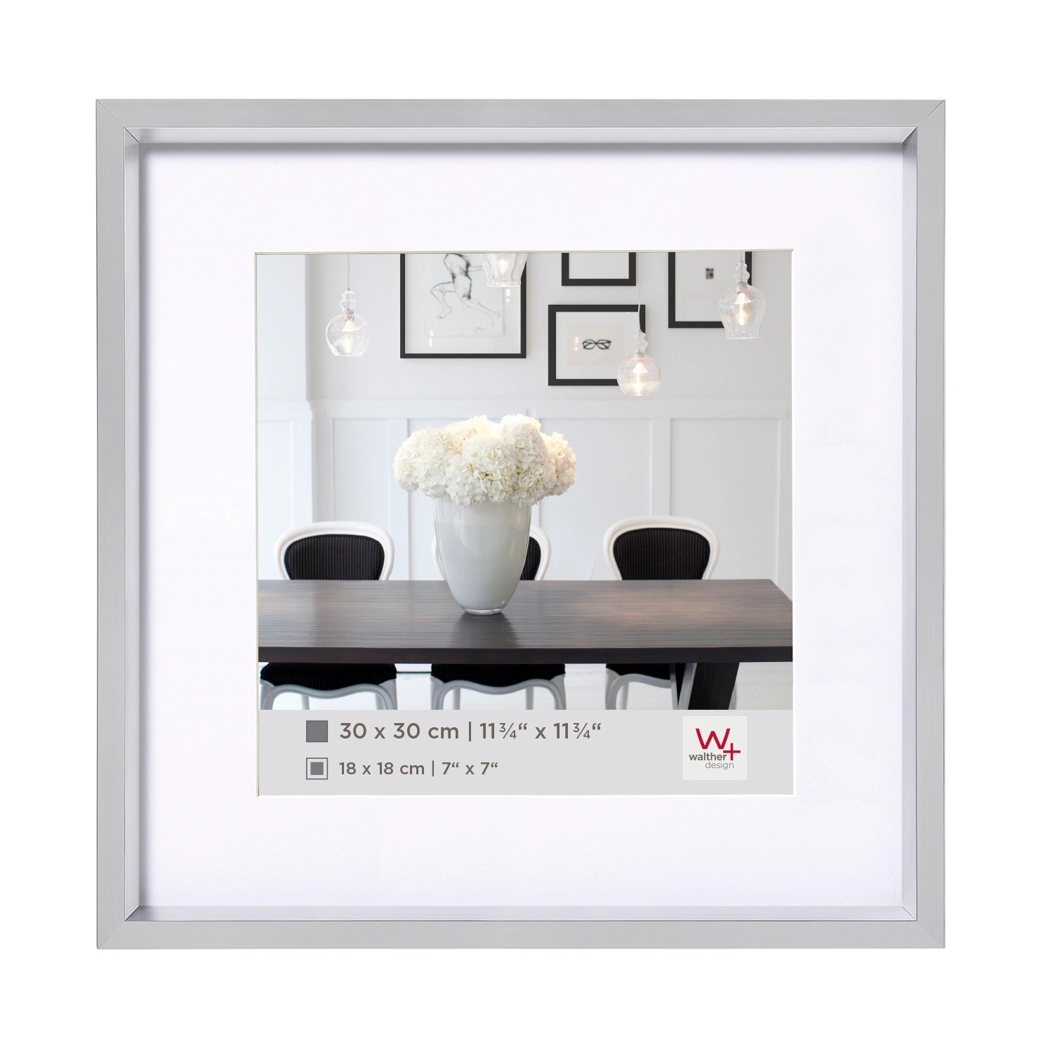 walther design Steel Style Kunststoff Bilderrahmen  30x30 cm Silber günstig online kaufen