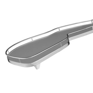 Kesseböhmer LeMans II Silbergrau Links 600 mm Eckschrankbeschlag mit ARENA Classic Tablaren