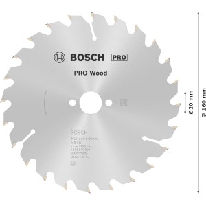 Bosch Kreissägeblatt Optiline Wood, 160 mm Durchmesser, für präzise Holzschnitte.