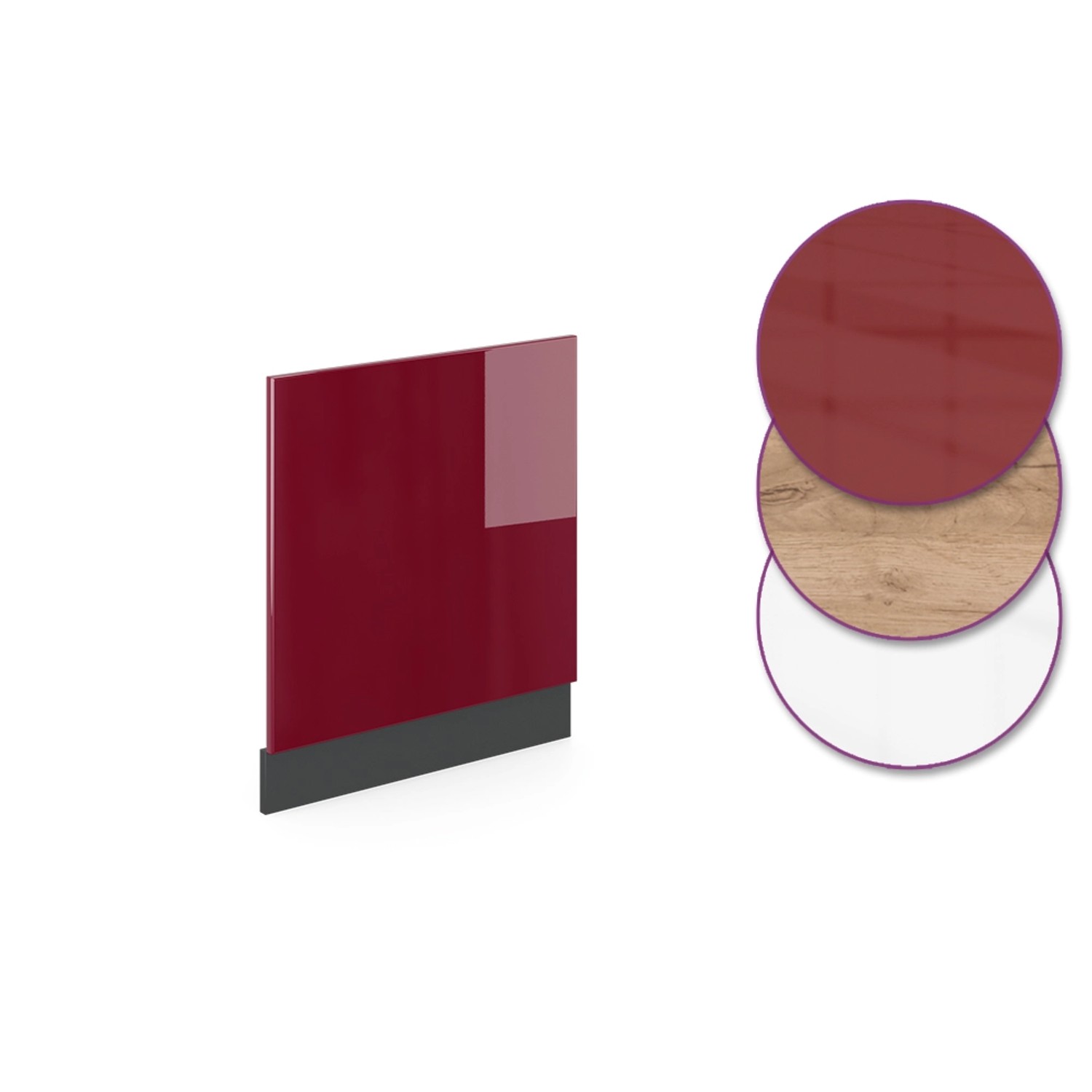 Vicco Frontblende R-Line für Geschirrspüler, rot/anthrazit, Eiche Dekor. Küchenschrank Front.