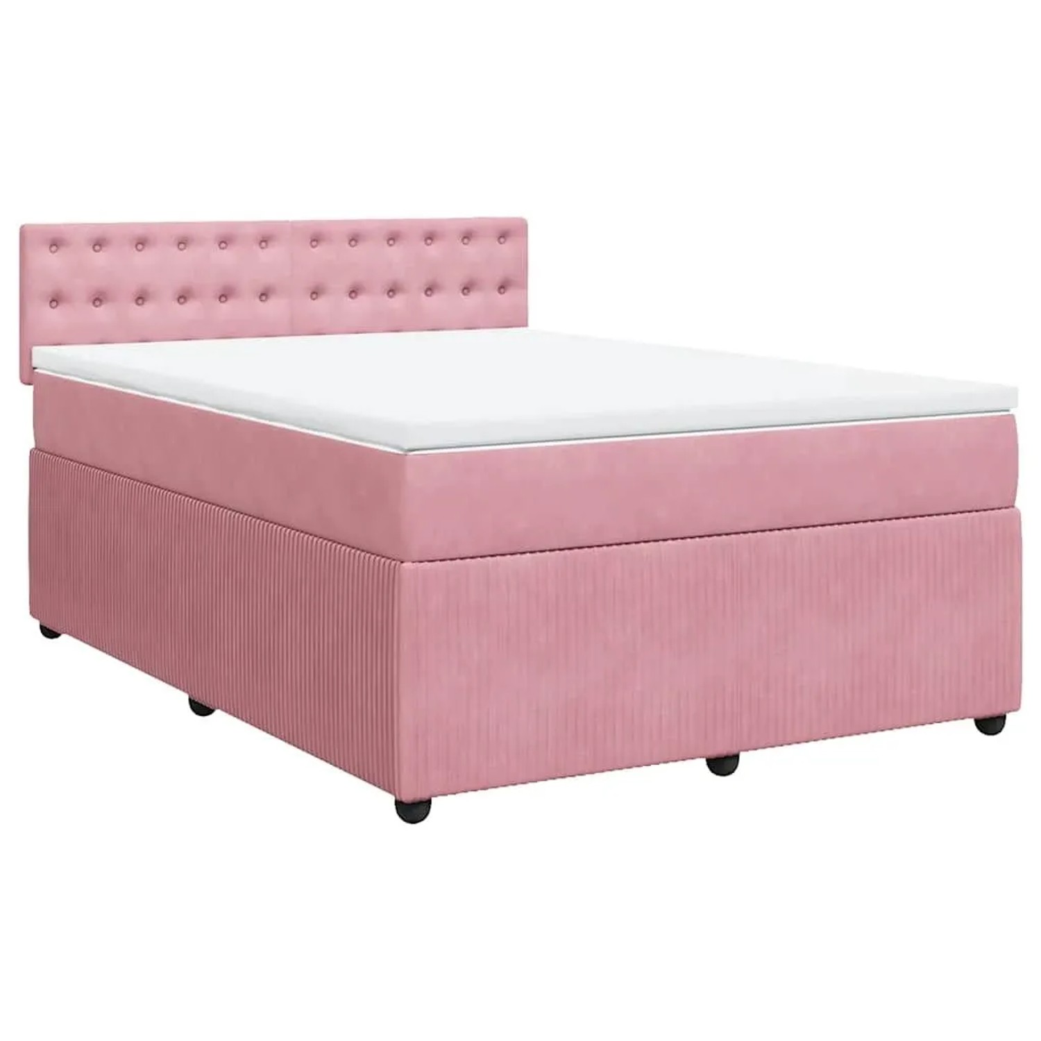 vidaXL Boxspringbett mit Matratze Rosa 140x200 cm Samt 3287775 günstig online kaufen