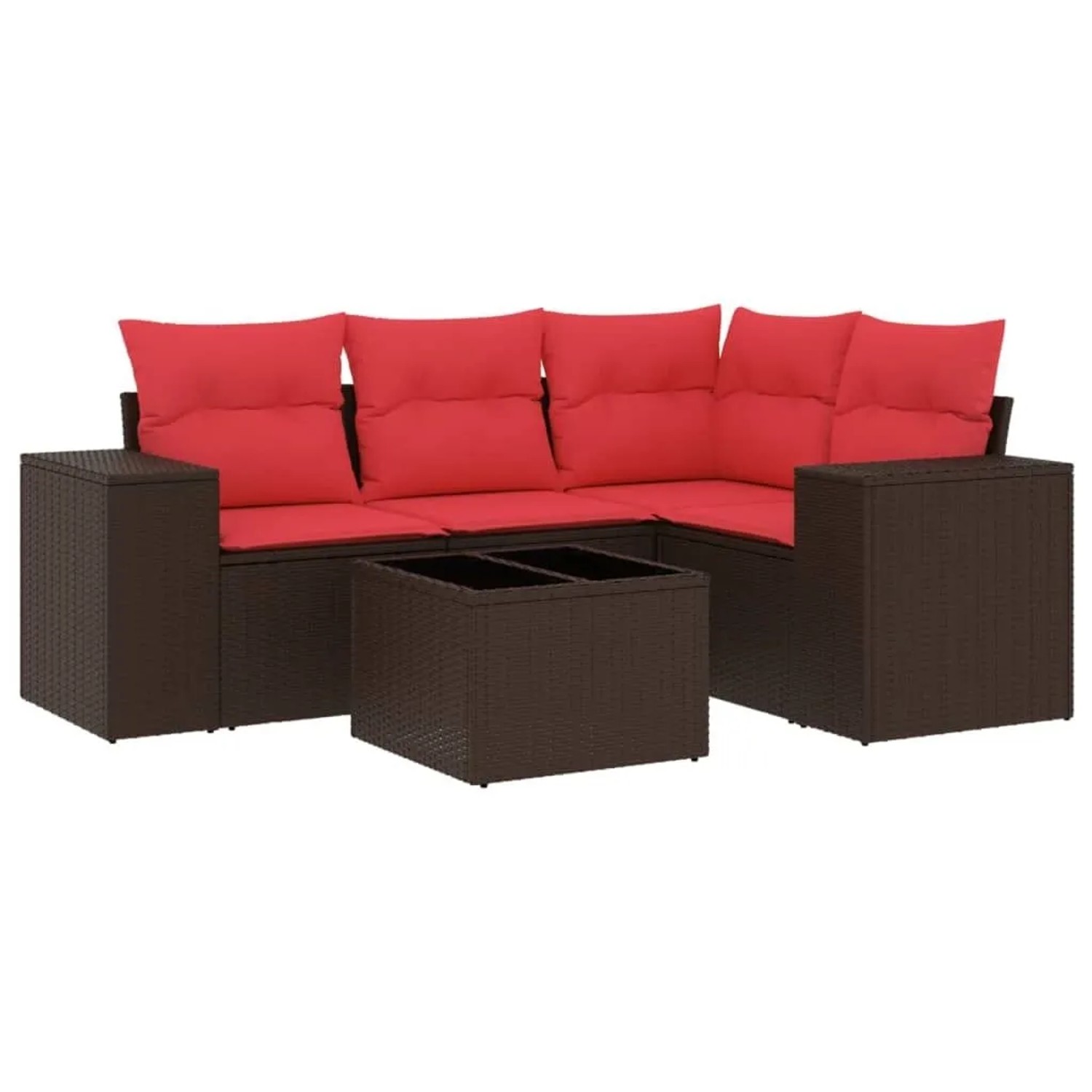 vidaXL 5-Tlg Gartensofa-Set mit Kissen Braun Polyrattan 3222523