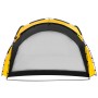 Gelbes vidaXL Partyzelt mit LED und 4 Seitenwänden, ideal für Gartenpartys und Camping.