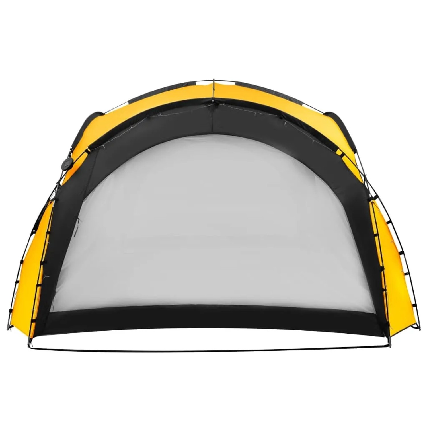 Gelbes vidaXL Partyzelt mit LED und 4 Seitenwänden, ideal für Gartenpartys und Camping.