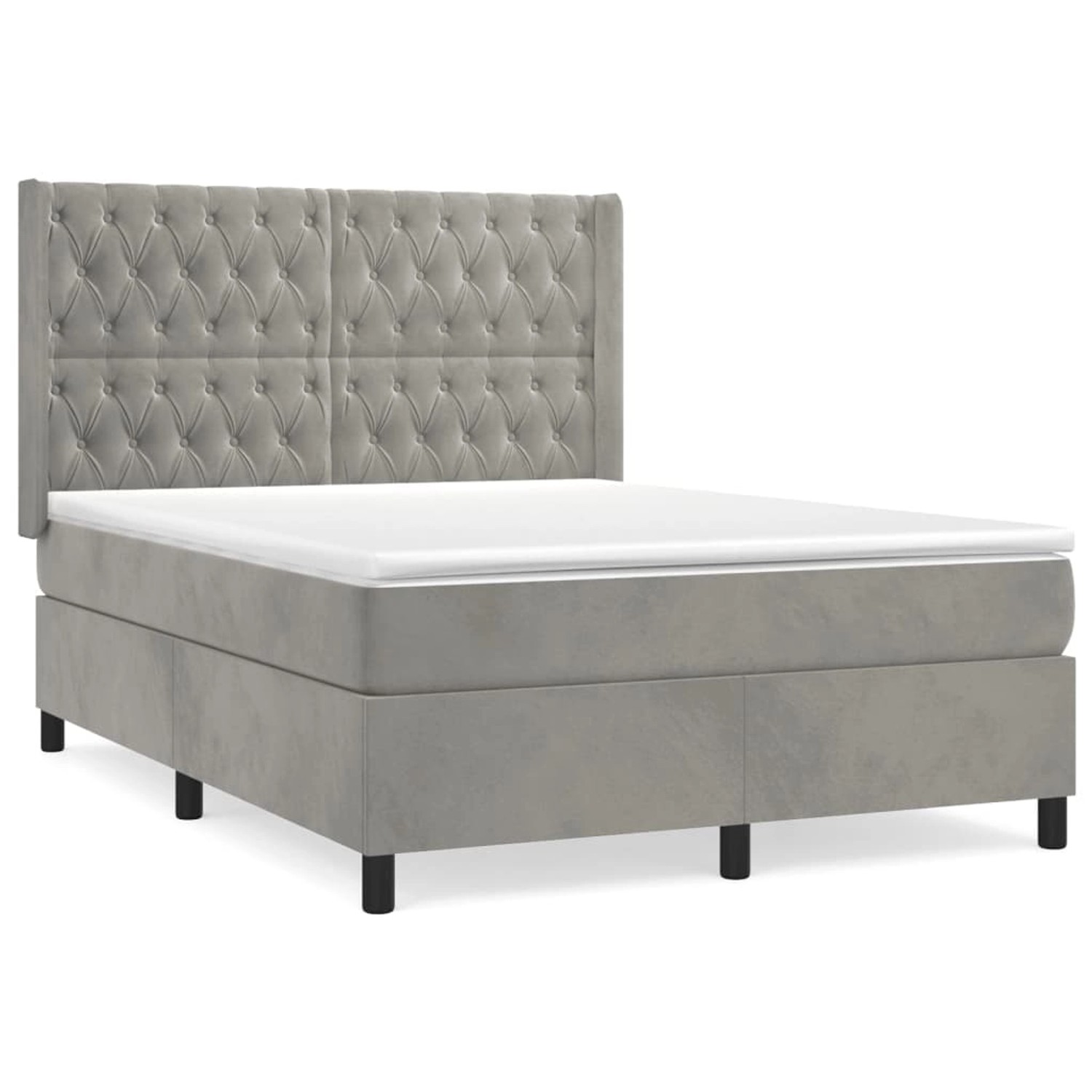 vidaXL Boxspringbett mit Matratze Hellgrau 140x190 cm Samt1399523 günstig online kaufen