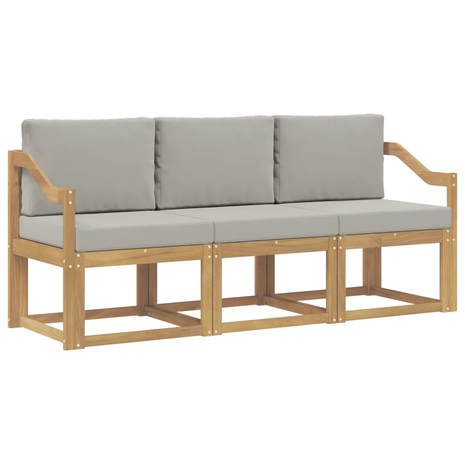 vidaXL Outdoor-Sofagarnitur 3-Tlg Weiß und Hellgrau 185,5 x 63 x 73 cm 3387190