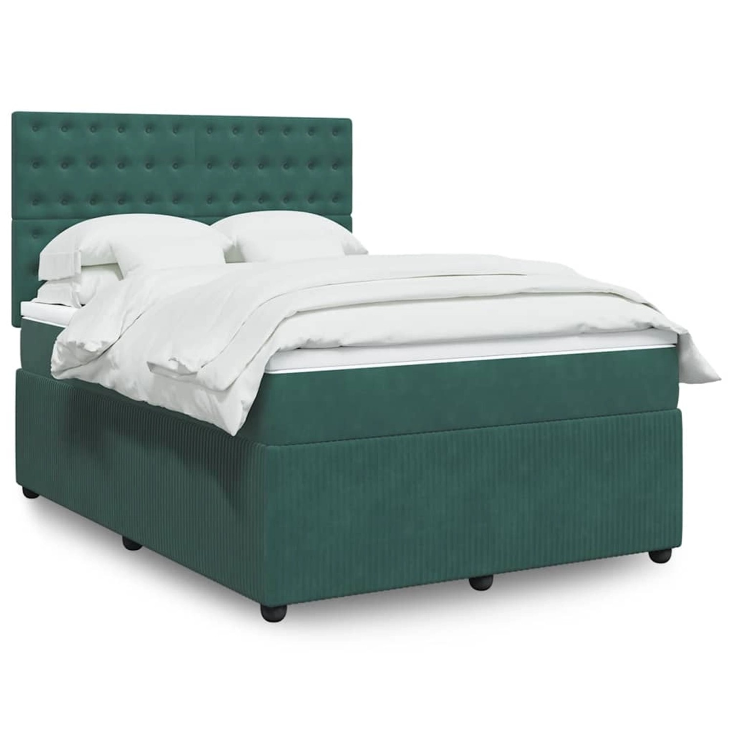 vidaXL Boxspringbett mit Matratze Dunkelgrün 160x200 cm Samt 3294697 günstig online kaufen