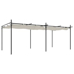 DELUKE Terrassenüberdachung Mit Schiebedach OLIMP Creme 589x292x230cm Pergola Garten Pavillon Rankhilfe Sonnenschutz Gartenpergola