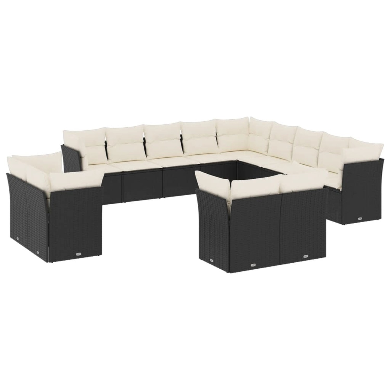 vidaXL 13-tlg Garten-Sofagarnitur mit Kissen Schwarz Poly Rattan Modell 8 günstig online kaufen