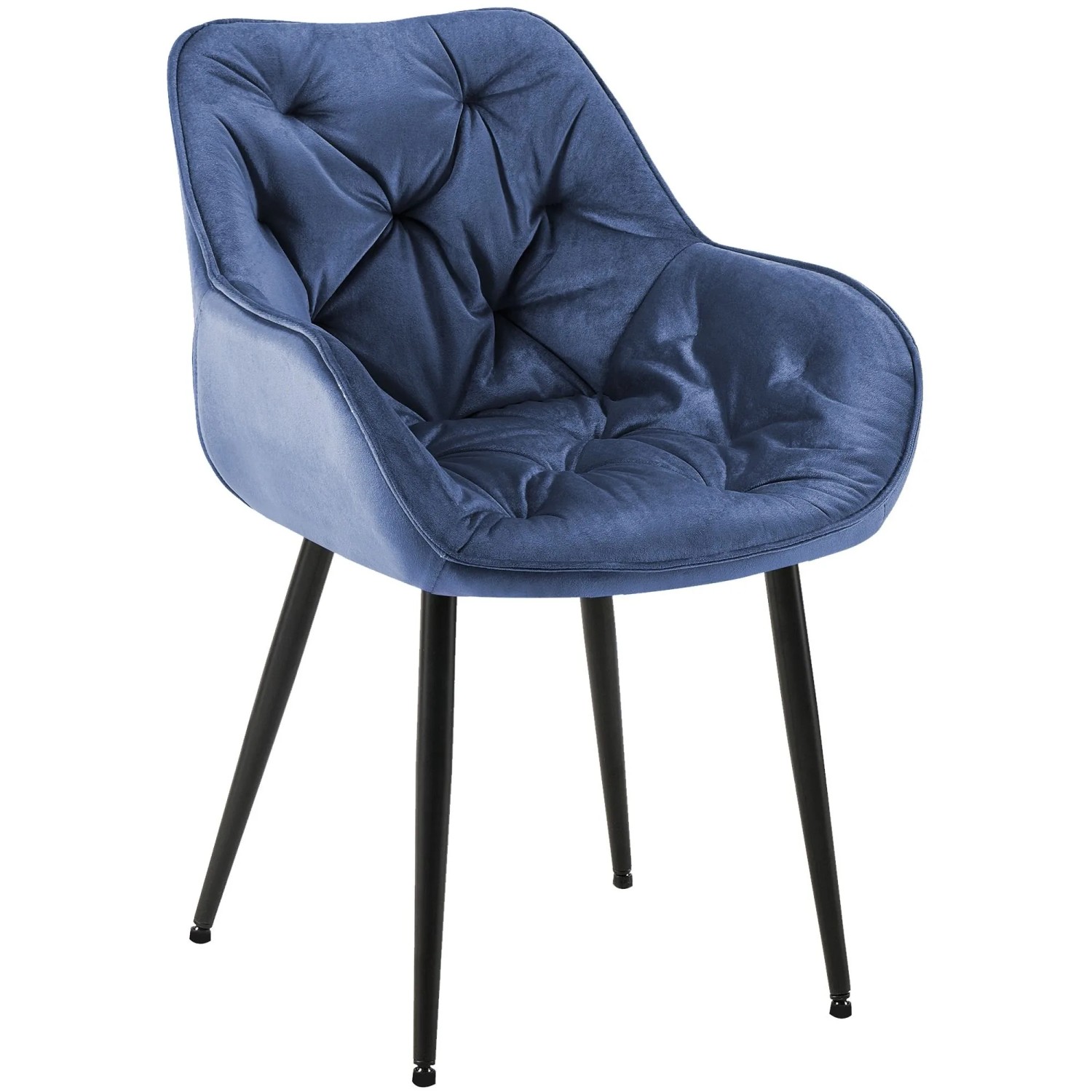 DELUKE Esszimmerstuhl VIVI Blau Samt Metall 83x58x62cm Strapazierfähig Küchenstuhl Wohnzimmerstuhl