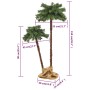 Künstliche Doppel-Palme mit LEDs, 90 und 150 cm, für tropische Deko im Innenbereich.