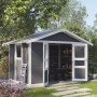 Grosfillex Gartenhaus Deco Domizil, 7,5 m², dunkelgrau-weiß mit Doppeltür.