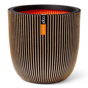 Capi Pflanztopf Kugel Groove, Ø 43 cm, gold-schwarz, für Innen- und Außenbereich.