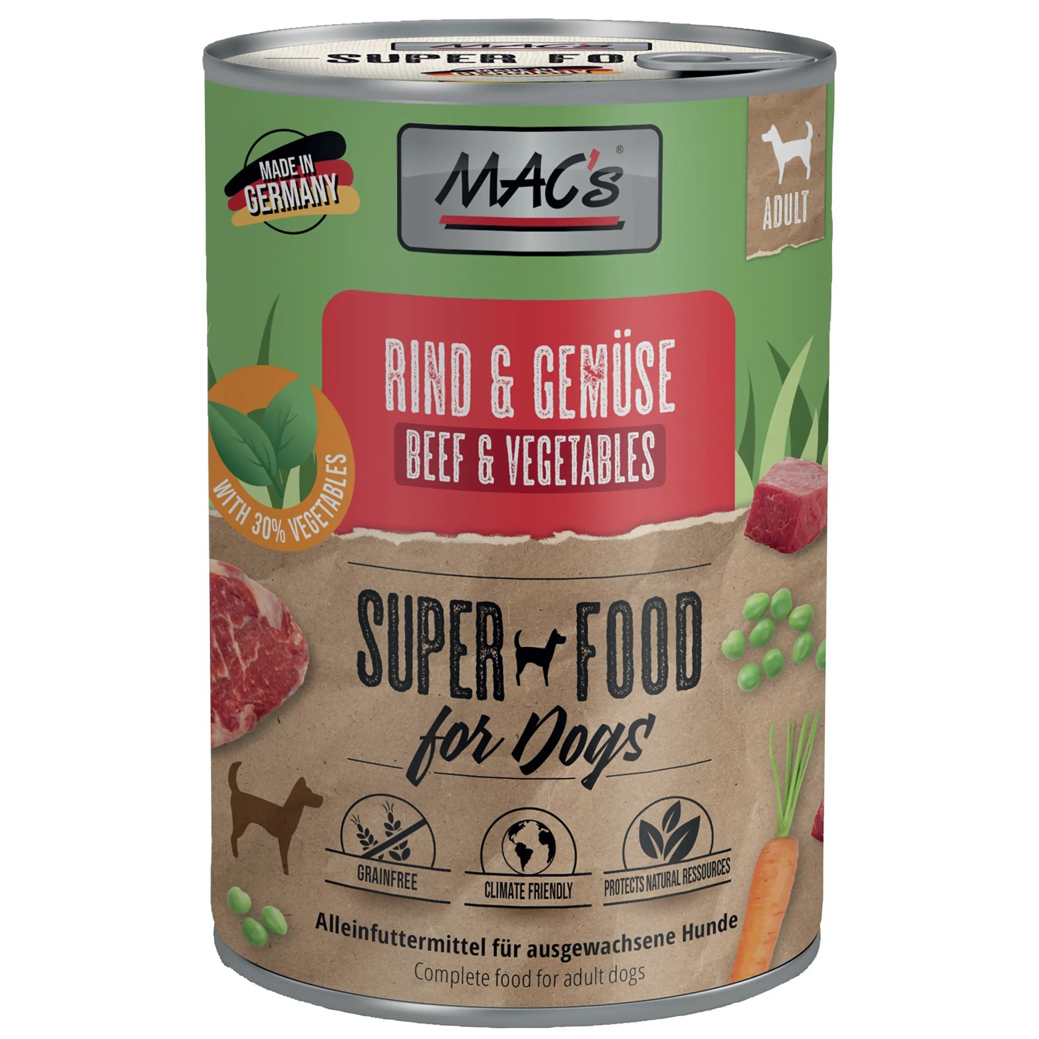 Mac's Dog Hunde-Nassfutter Rind & Gemüse 400 g