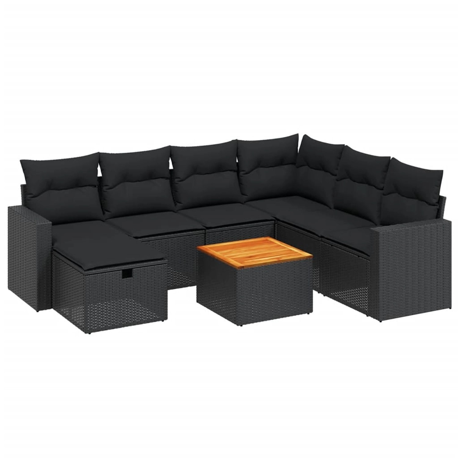 vidaXL 8-tlg Garten-Sofagarnitur mit Kissen Schwarz Poly Rattan Modell 192 günstig online kaufen