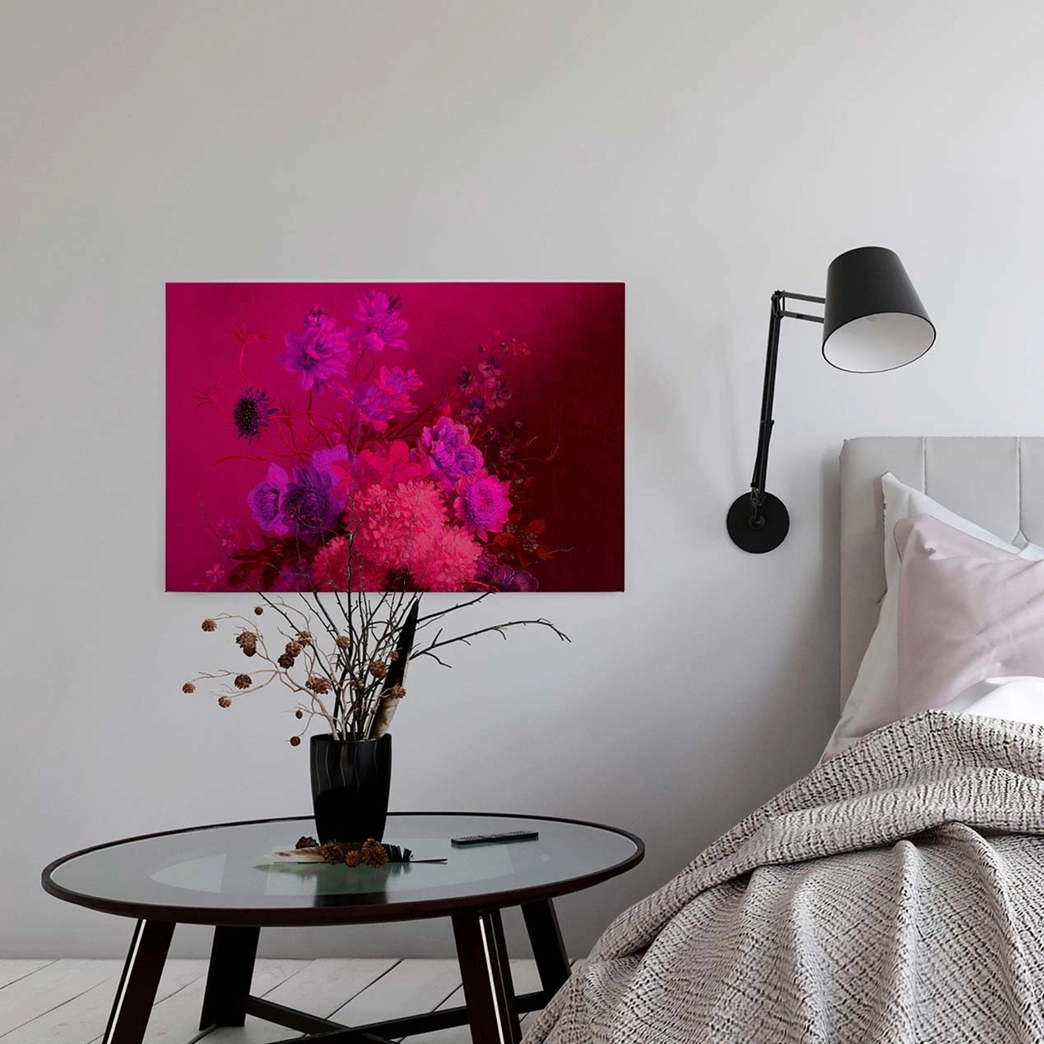 Bricoflor Leinwand Bild In Pink Gemälde Wandbild Mit Blumen Im Stillleben S günstig online kaufen