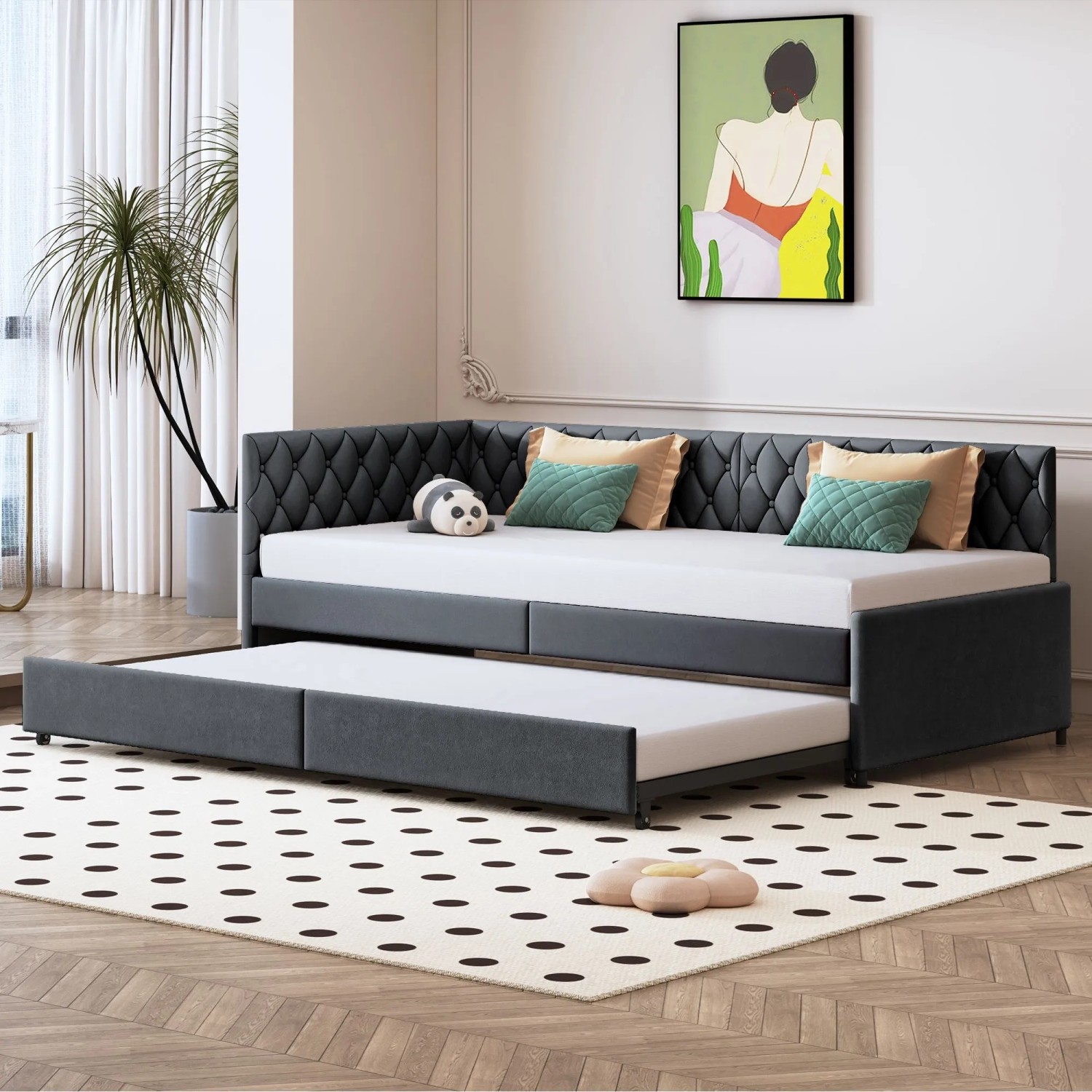 PXloue Tagesbett 90/180x200cm Schlafsofa Sofabett aus Samt Grau kaufen bei OBI