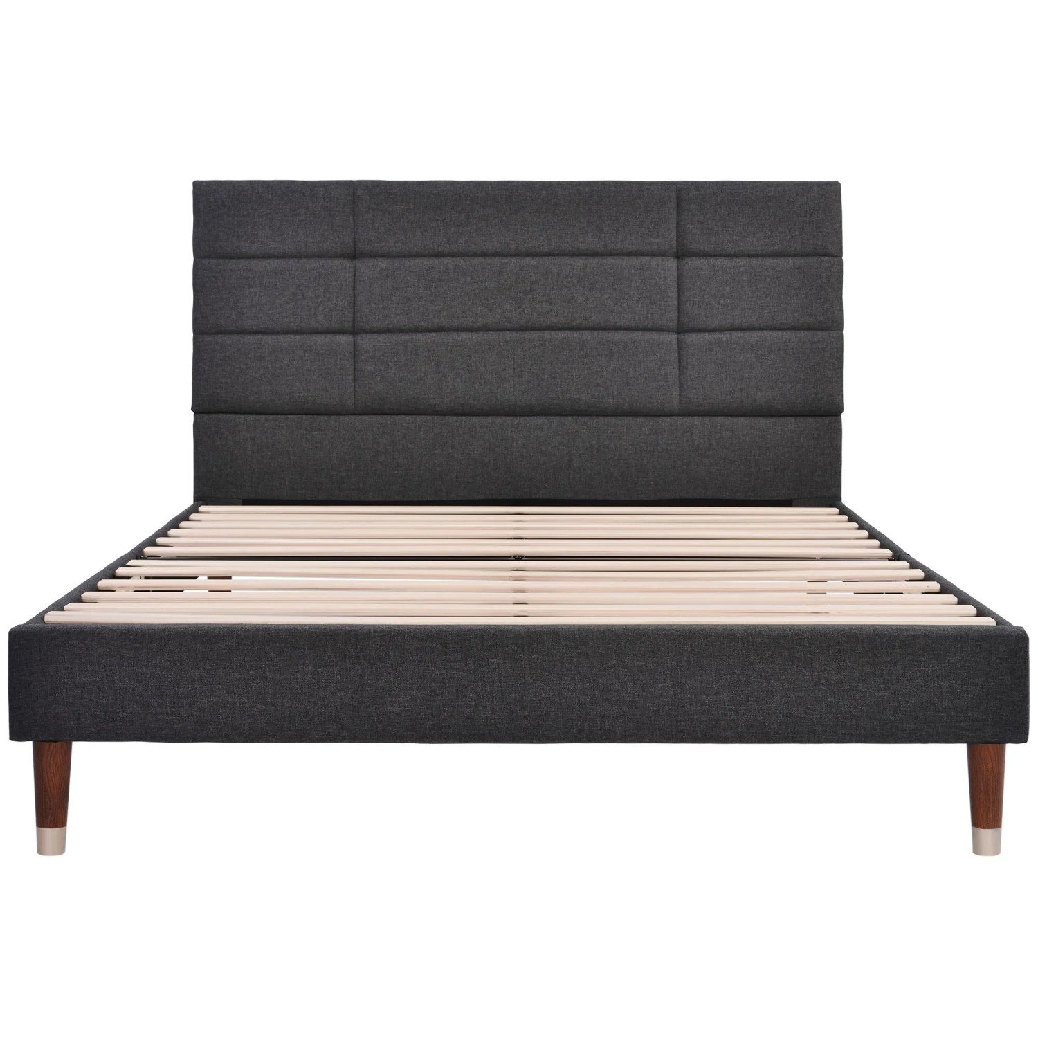 okwish Polsterbett 140x200cm mit Lattenrost Kopfteil Erwachsene Grau mit Matratze