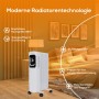 Weißer TroniTechnik Ölradiator TT OR 207 mit 7 Rippen und Rollen im Wohnraum.
