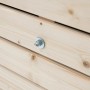 Detailansicht: Fichtenholz-Hochbeet L von Westmann mit Schraube und Unterlegscheibe.