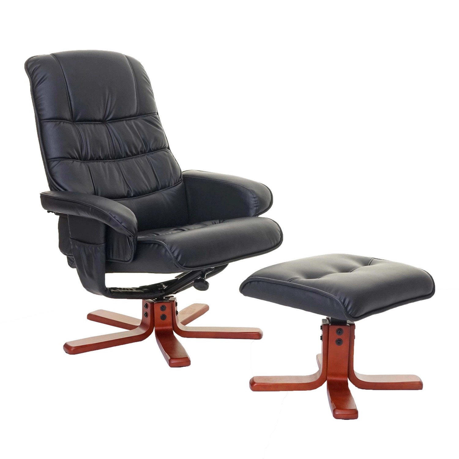 MCW Relaxsessel E30 mit Hocker Kunstleder Schwarz günstig online kaufen