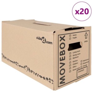 vidaXL Umzugsbox mit Speicher 20 Stk Natur 59 x 31,5 x 31,5 cm Karton 4106561