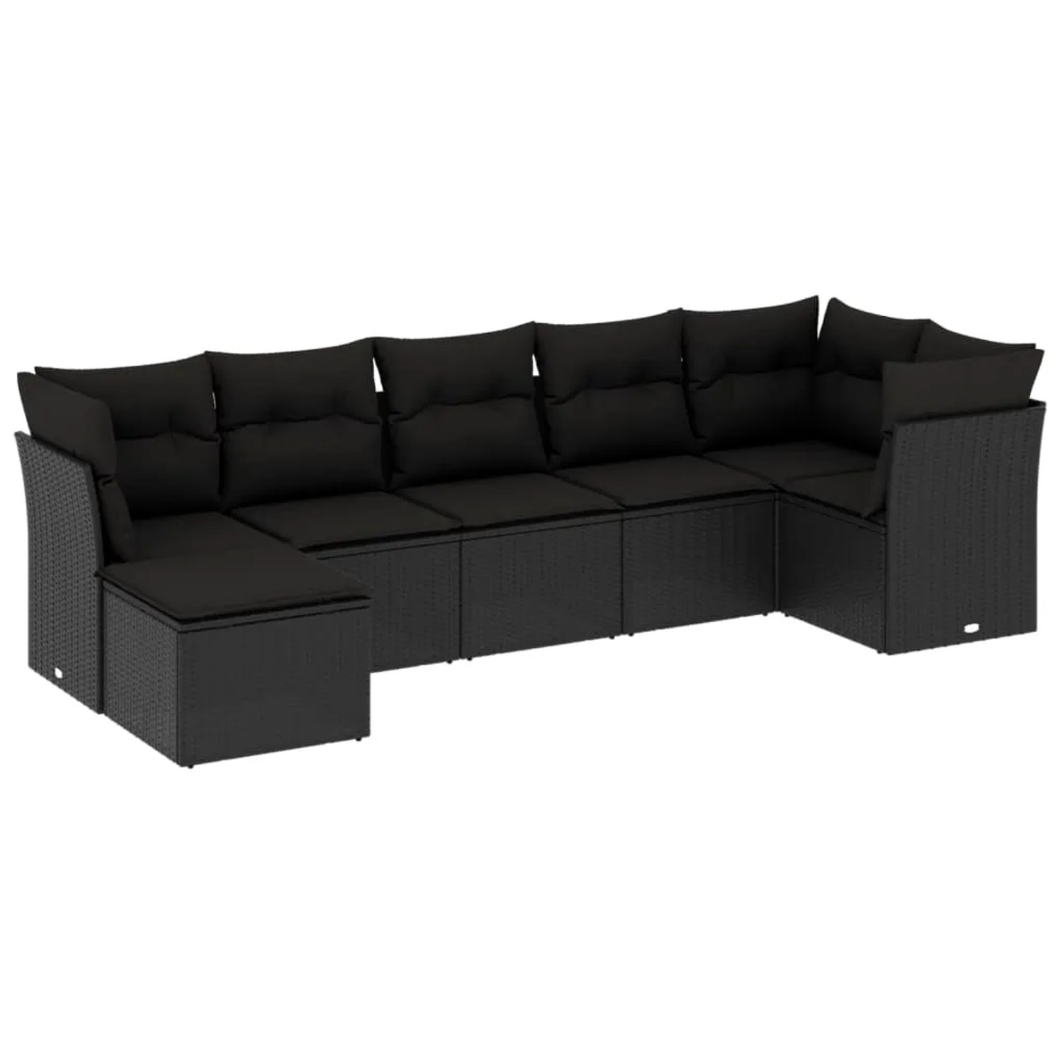 vidaXL 7-Tlg Garten-Sofagarnitur mit Kissen Schwarz Poly Rattan 3249804 günstig online kaufen