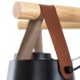 Detailansicht der ARTE LAMP LED Deckenleuchte mit Holz- und Lederakzenten.