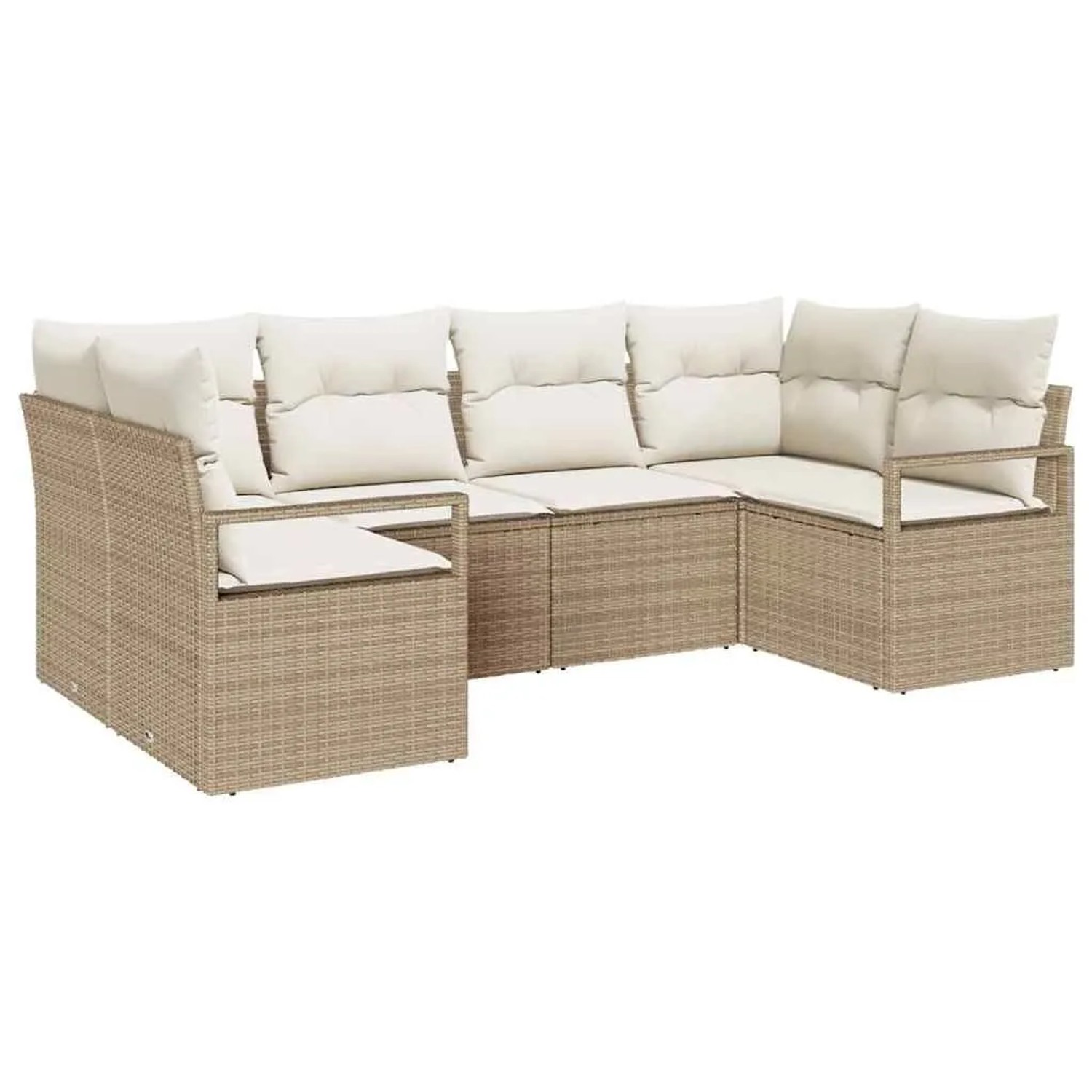 vidaXL Gartensofa-set mit Kissen 6-Tlg Beige und Weiß Poly-Rattan 3355190 günstig online kaufen