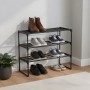 Relaxdays Schuhregal Metall Schwarz Stapelbar Stecksystem 2 Ebenen 38 cm x 92 cm x 30 cm_3