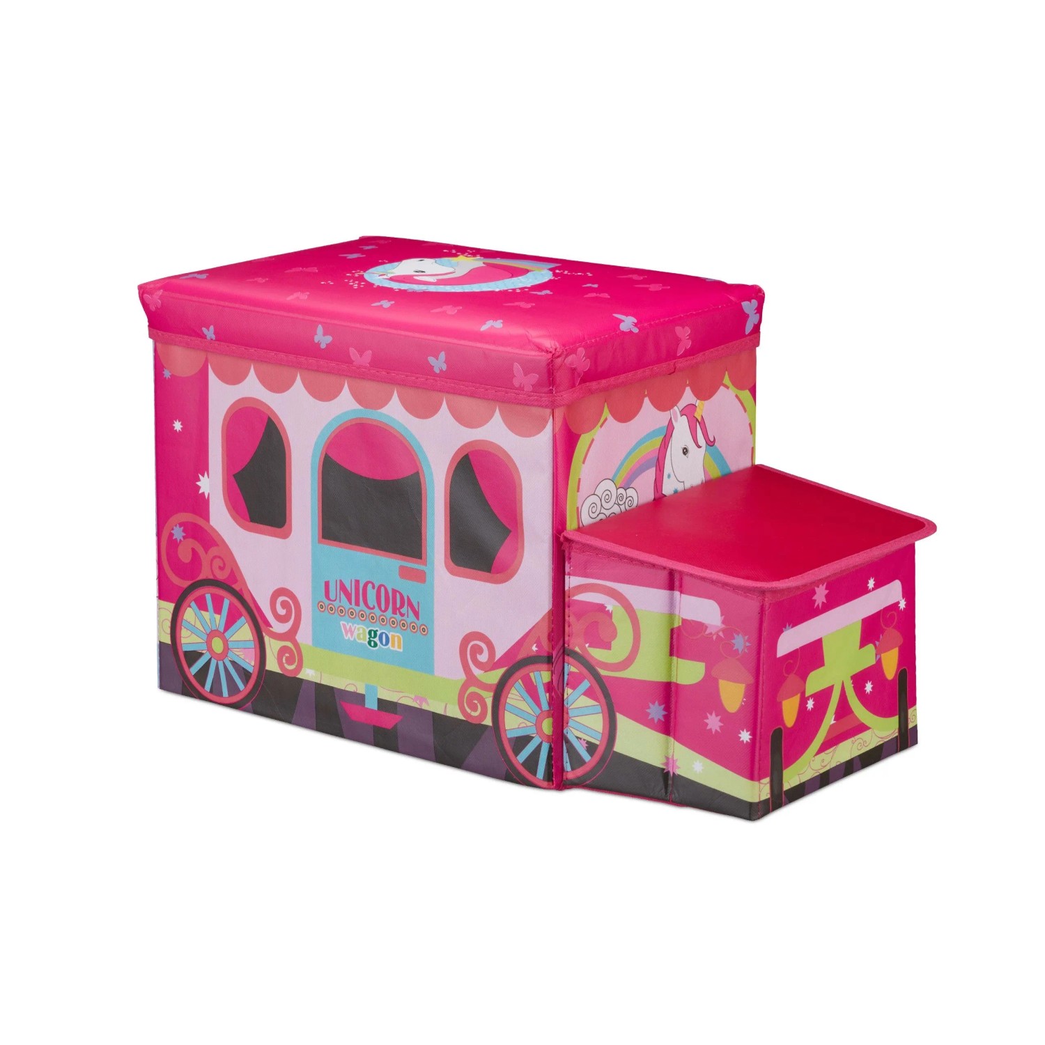 Relaxdays Sitzbox Polyester Mehrfarbig Unicorn Faltbar Gepolstert 33 cm x 27 cm x 56 cm 1,5 kg
