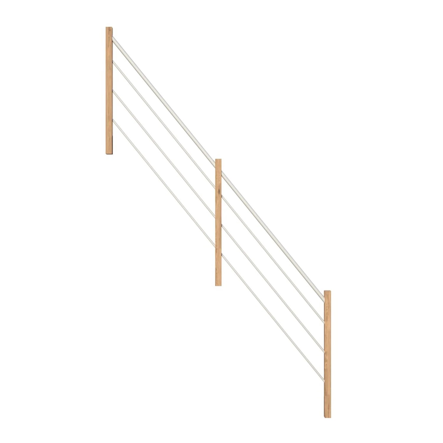 StarWood Holz-Edelstahl-Geländer Weiß Eiche Links FSC® günstig online kaufen