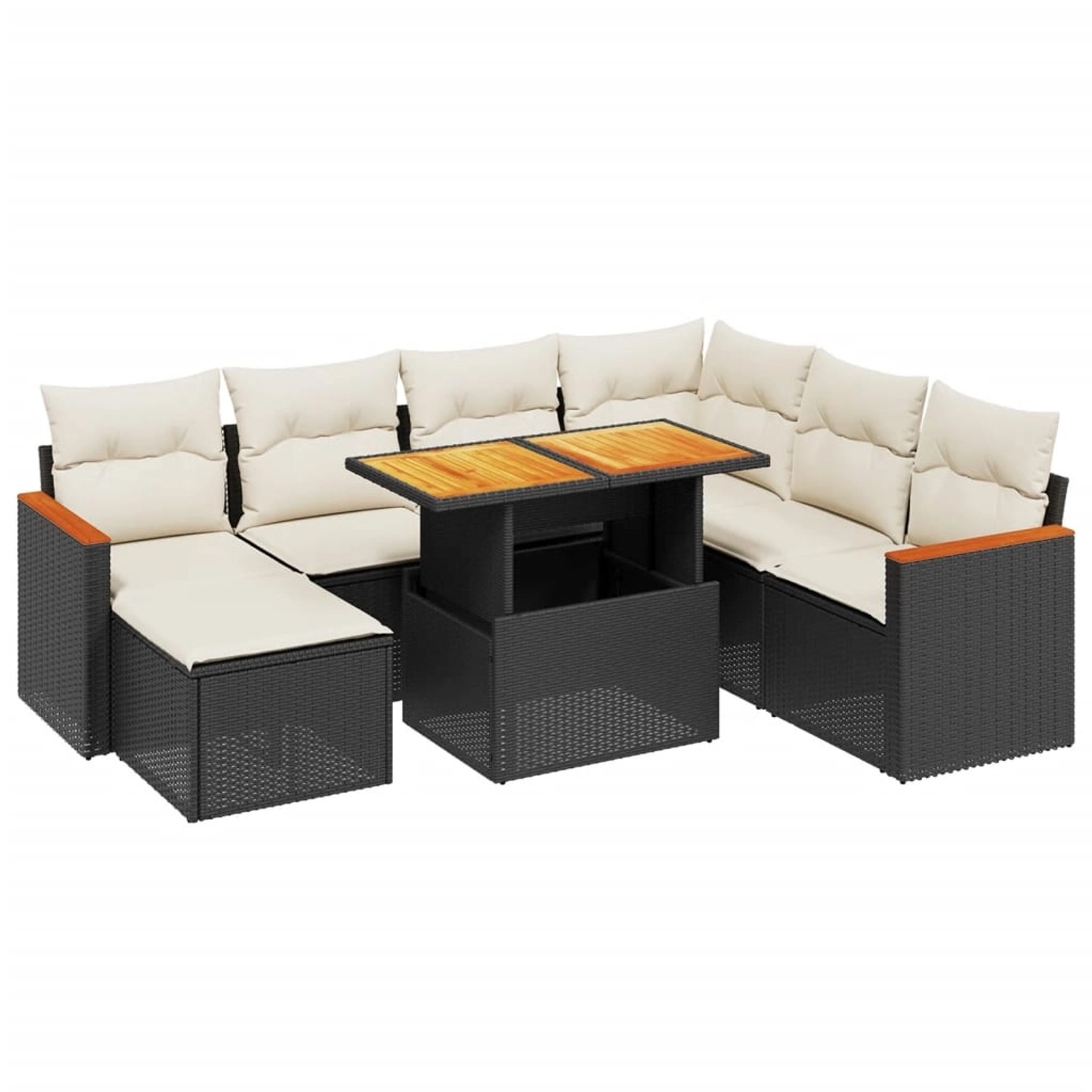 vidaXL 8-Tlg Garten-Sofagarnitur mit Kissen Schwarz Poly Rattan 3276052 günstig online kaufen