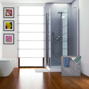 Relaxdays Wäschekorb Polyester Bambus Grau Mit Deckel 2 Kammern 50 cm x 54 cm x 33,5 cm 1,3 kg