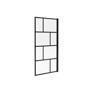 Vente-unique Duschabtrennung Rivanon 80 cm, schwarz matt, mit Industrial-Gittermuster aus Glas für Badewanne.