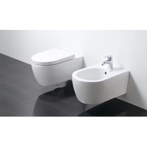 Modernes, weißes NEG Hänge-Bidet Uno11B aus Sanitärkeramik, wandhängend. Elegantes Design für Toiletten im Bad.