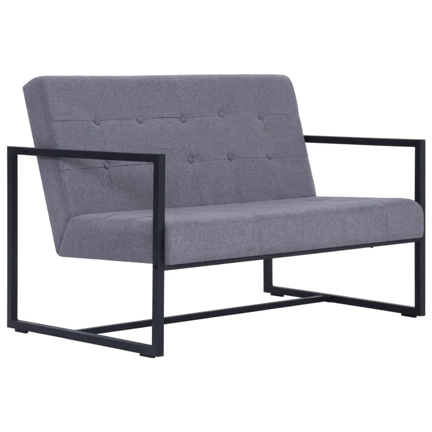 vidaXL 2-Sitzer-Sofa mit Armlehnen Hellgrau Stahl und Stoff 282270