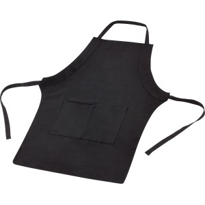 Schwarze CMI Grillschürze aus Baumwolle mit zwei Taschen und verstellbarem Nackenband.