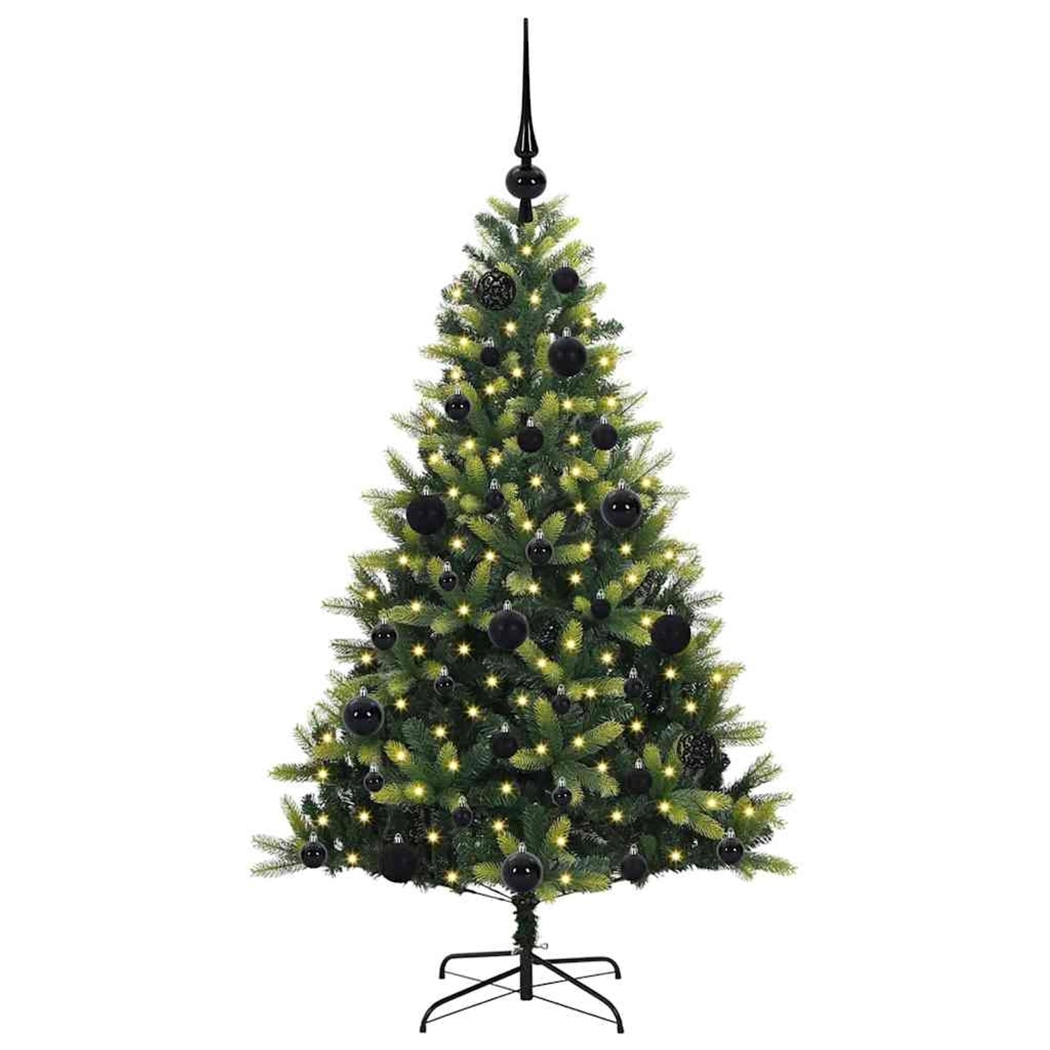 vidaXL Künstlicher Geflammter Weihnachtsbaum 150 LEDs Grün 120 cm 3395974