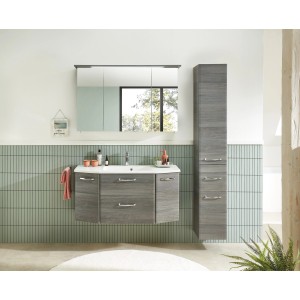 Pelipal Bad-Hochschrank Quickset 328, Graphit, 30 cm breit. Badezimmer-Einrichtung mit Waschbeckenunterschrank und Spiegelschrank.