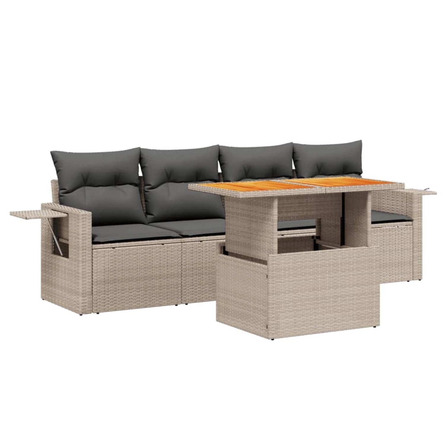 vidaXL 5-Tlg Garten-Sofagarnitur mit Kissen Grau Poly Rattan 3271634 günstig online kaufen