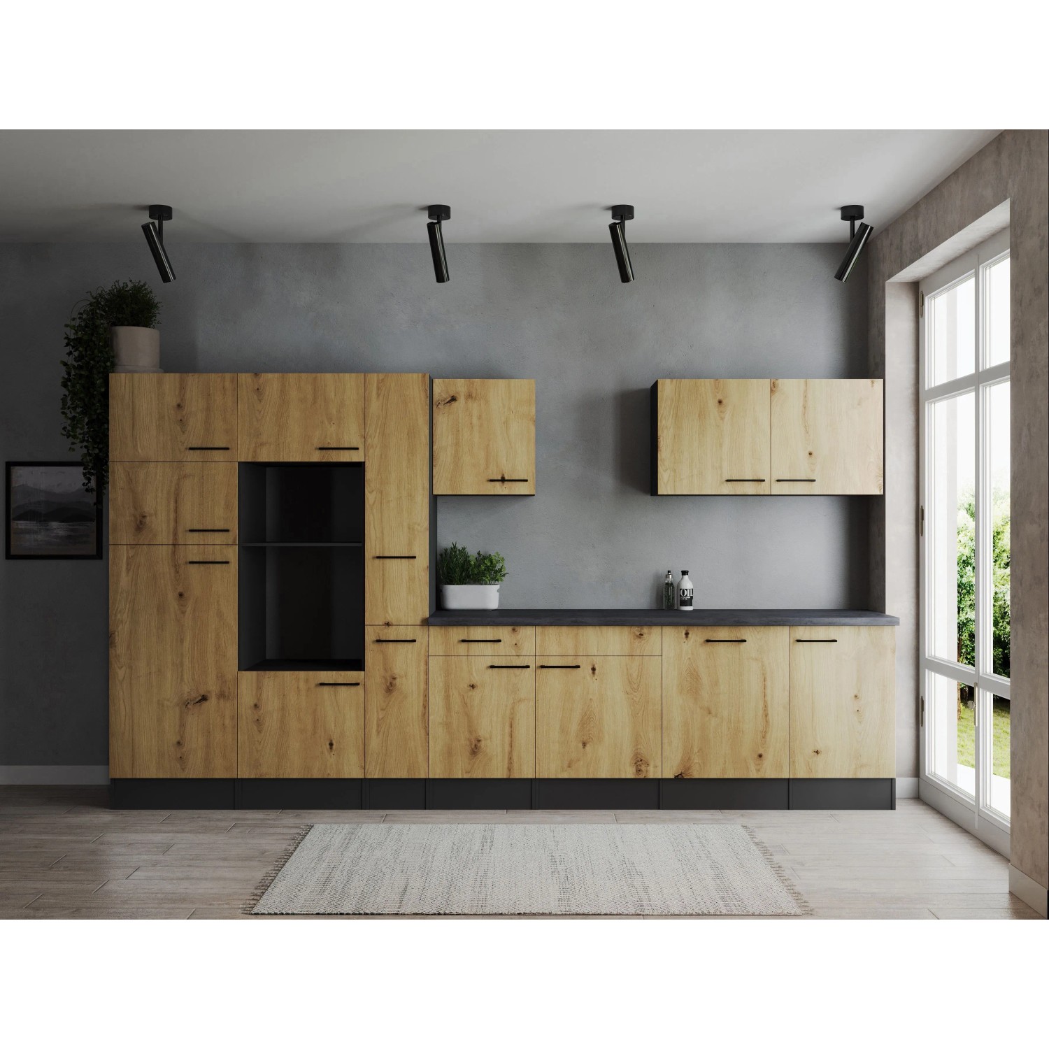 Respekta Küchenzeile Oliver 370 cm Artisan Eiche ohne E-Geräte