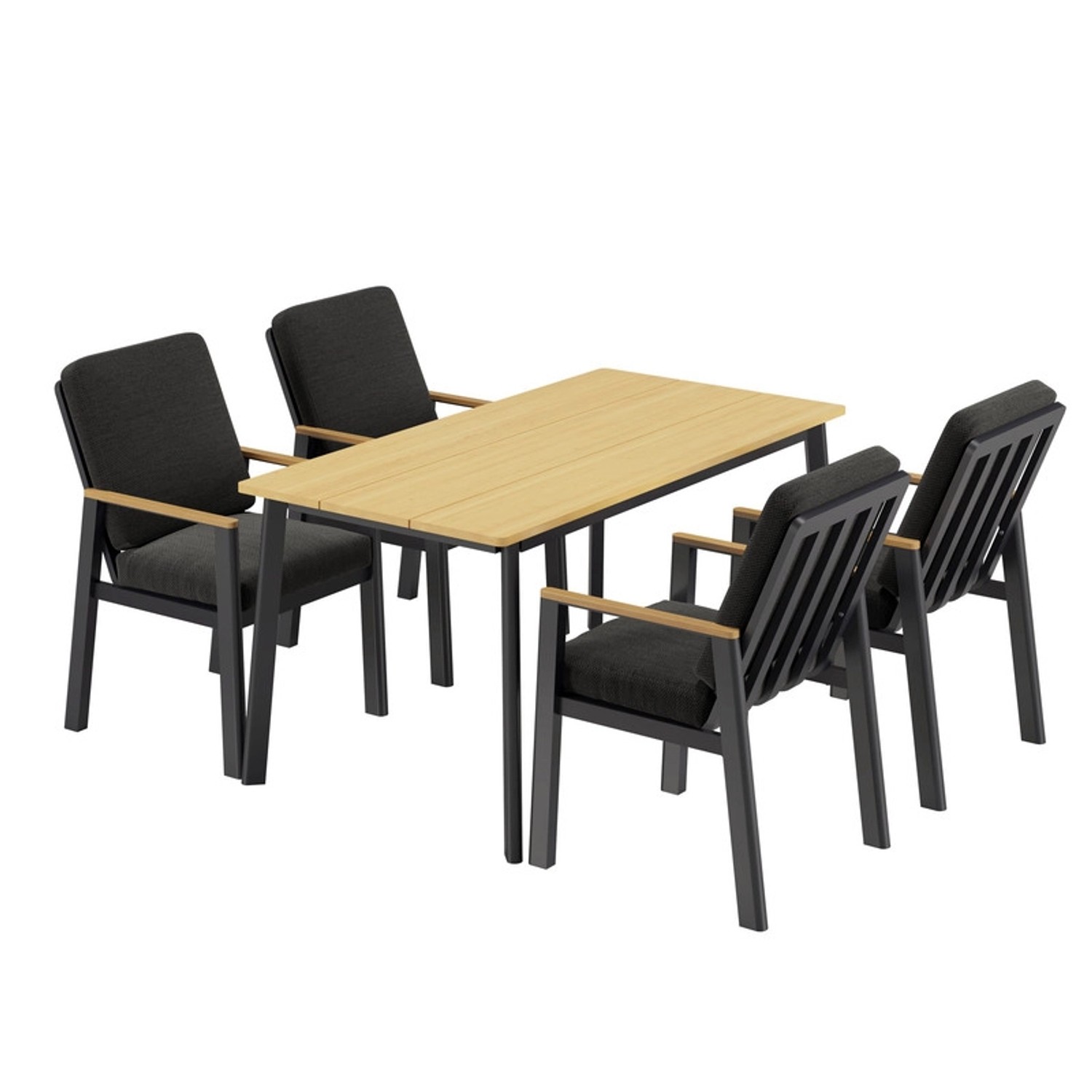 RICHLY Garten-Essgruppe Aluminium Polywood Tischplatte für 4 Personen Schwa günstig online kaufen
